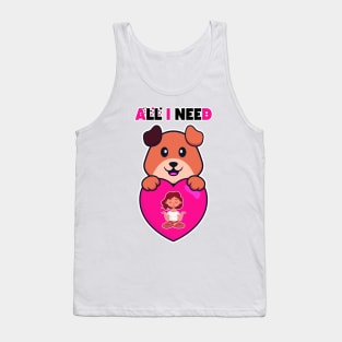 all i need is love and yoga and a dog funny shirt for couples, singles, lovers, dog lovers Tank Top